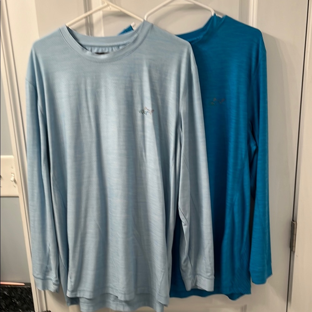 Greg Norman Men's Long Sleeve Shirts - Light Blue and Blue